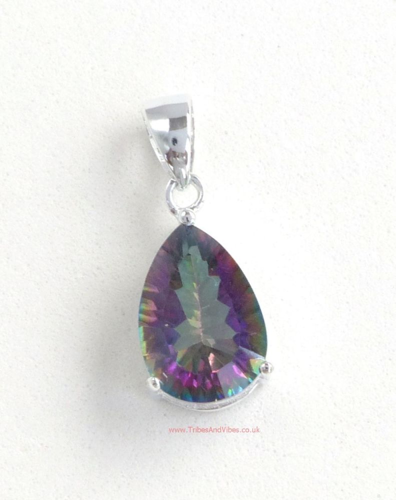 Topaz (Rainbow ) Crystal Gemstone Pendant, 925 Sterling Silver #1