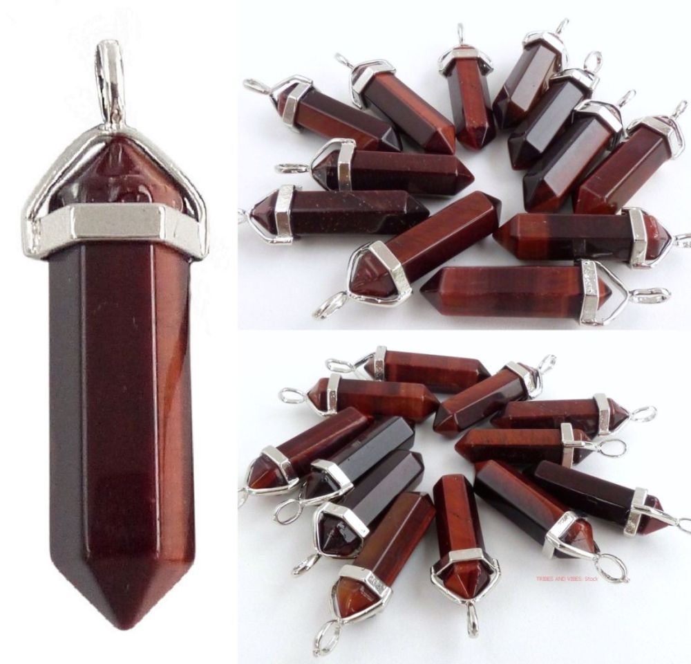 Red Tigers Eye Crystal Point Pendant (stock)