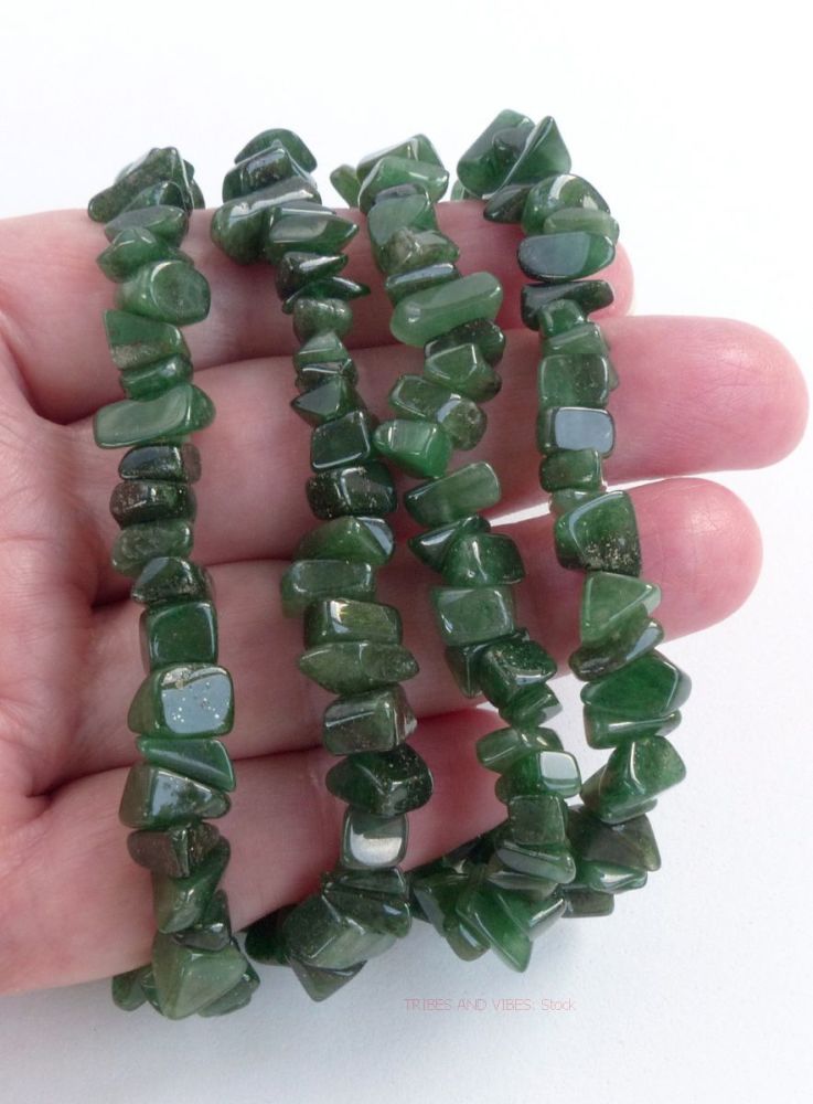 Aventurine (Dark Green) Bracelet chunky Crystal Chips