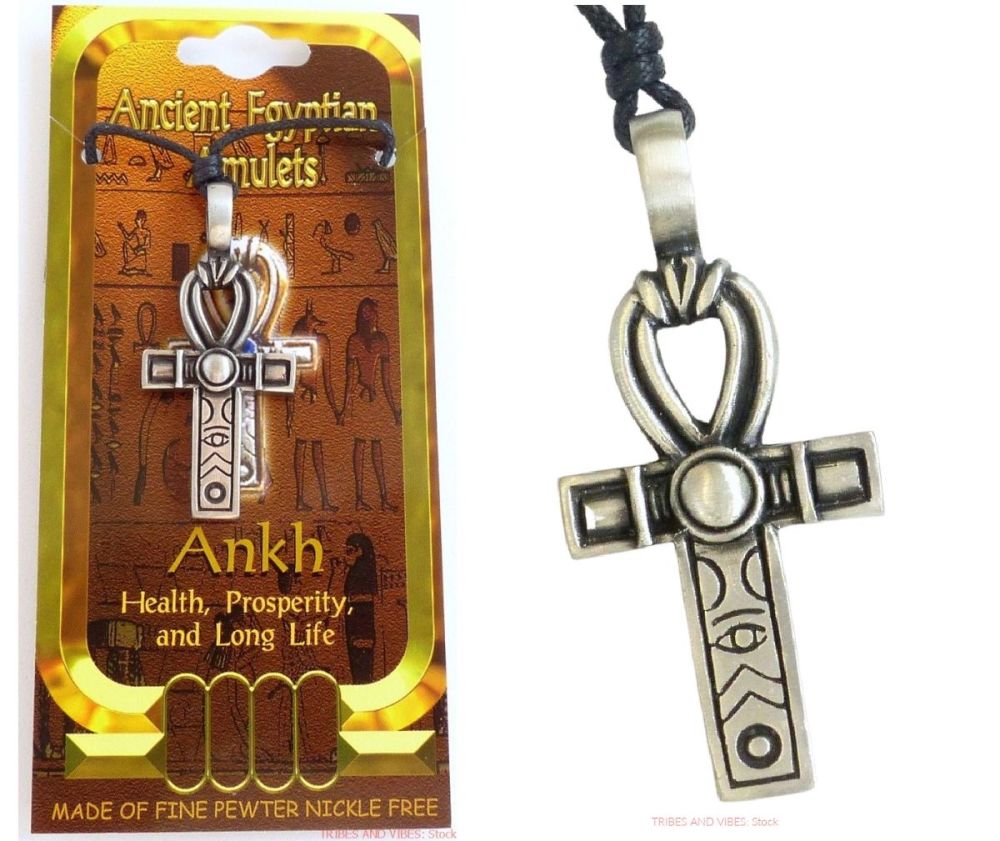Egyptian Ankh Pewter Pendant Necklace, 53mm