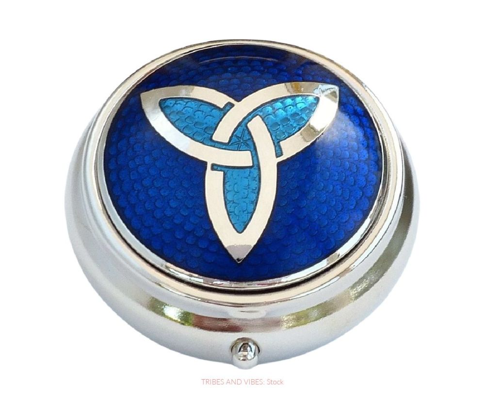 Triquetra Trinity Knot Pill Box by Sea Gems (2-tone Blue)