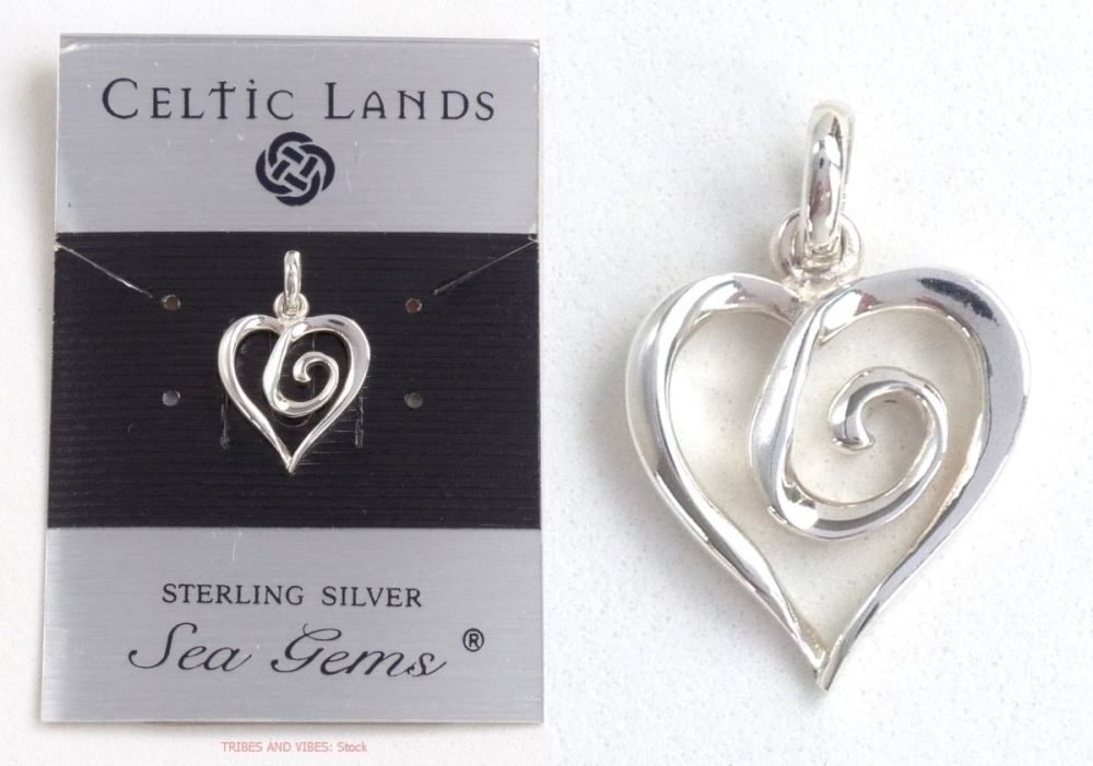Heart Spiral Pendant by Sea Gems 925 Silver & Card