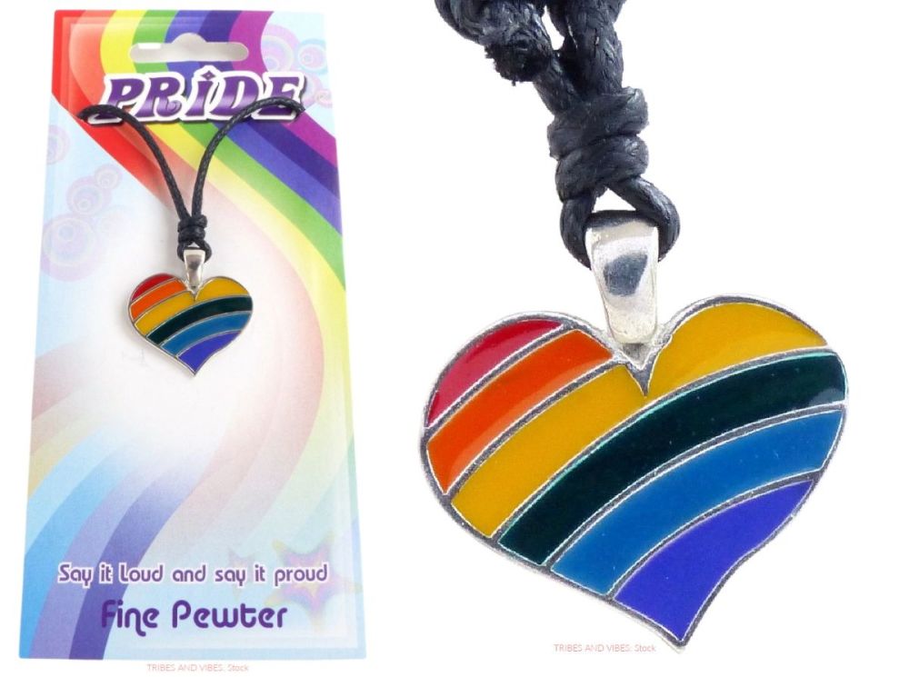 Rainbow Heart LGBT Pendant Necklace & Card
