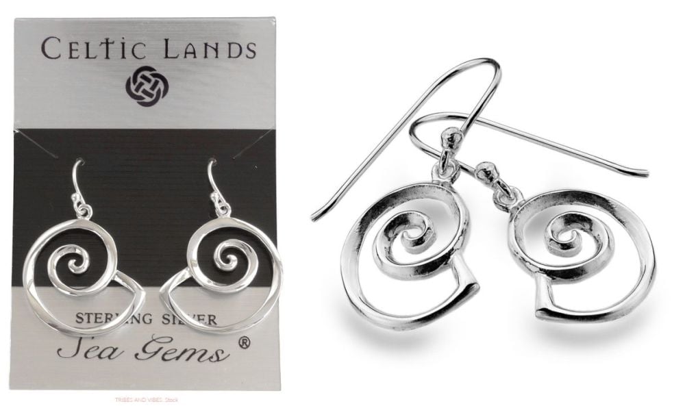 Spiral Shell Ammonite Nautilus shaped Earrings by Sea Gems, Sterling Silver