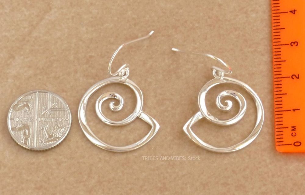 Spiral Shell Ammonite Nautilus shaped Earrings by Sea Gems, Sterling Silver