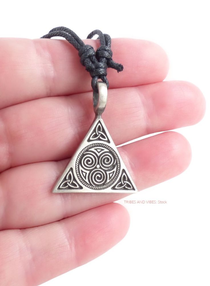 Triquetra Celtic Spirals of Life Pendant Necklace