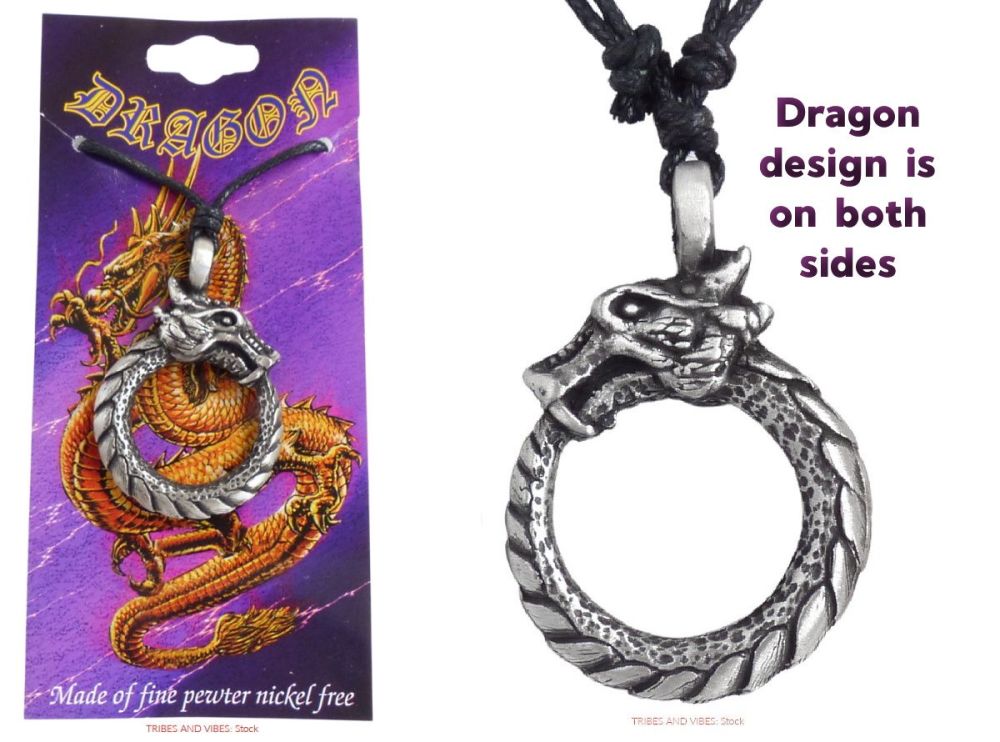 Dragon Ouroboros World Serpent Jormungandr 2-sided Pendant Necklace