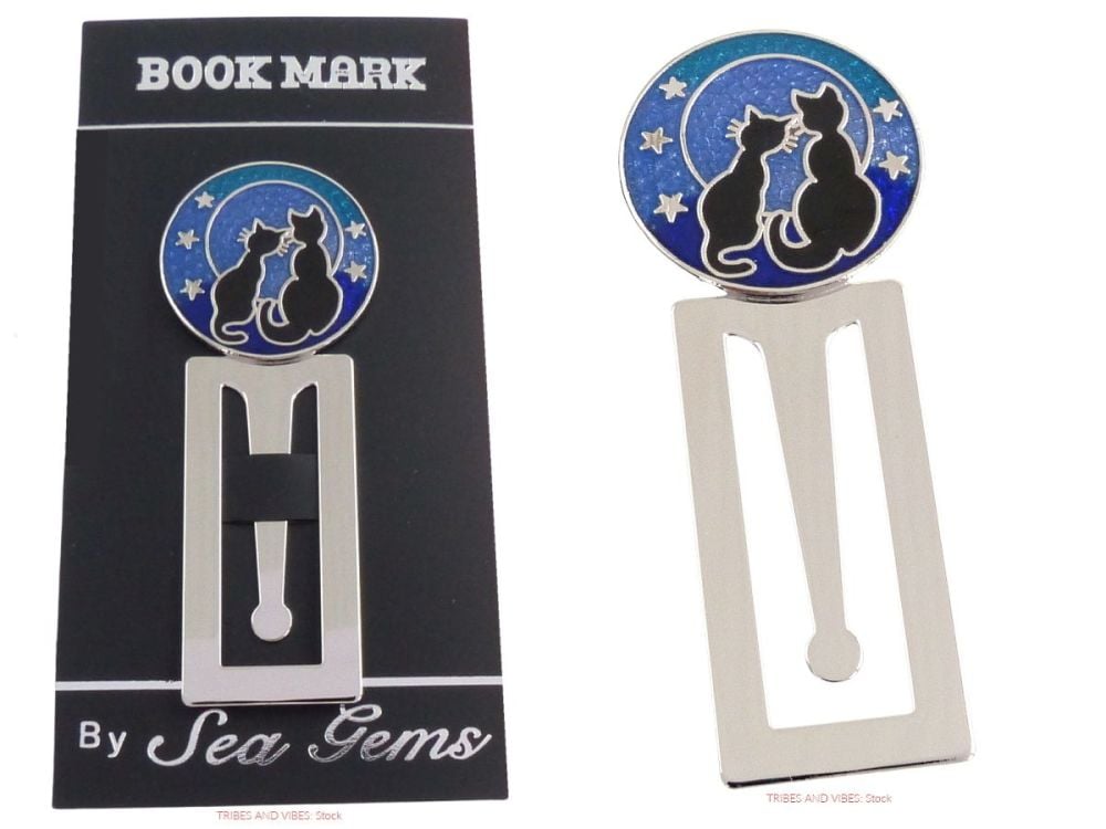 Two Black Cats Stars metal Bookmark