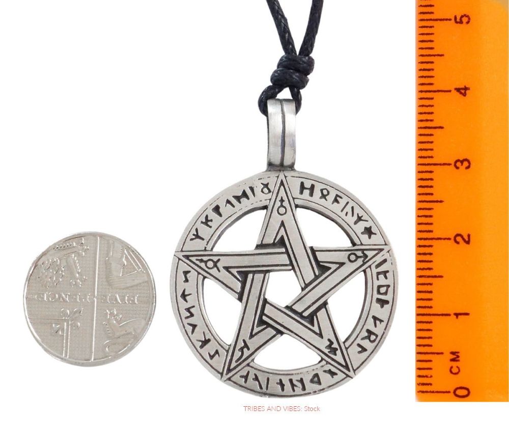 Pentagram Pentacle Runes Pendant Necklace