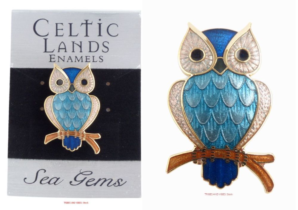 Owl on Branch Brooch (Gold Plate) by Sea Gems