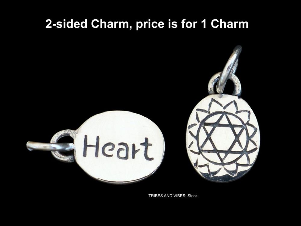 HEART Anahata Chakra Sterling Silver Charm, 13mm (stock)