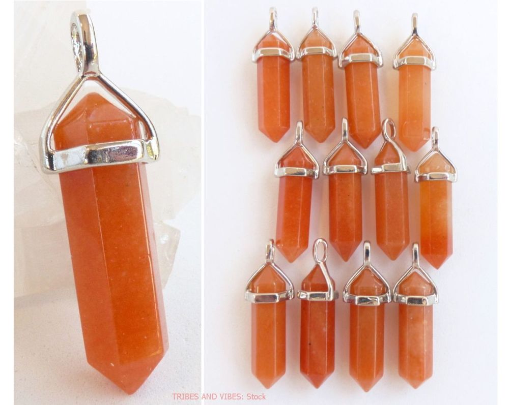 Aventurine (Orange/Peach) Crystal Point Pendant (stock)