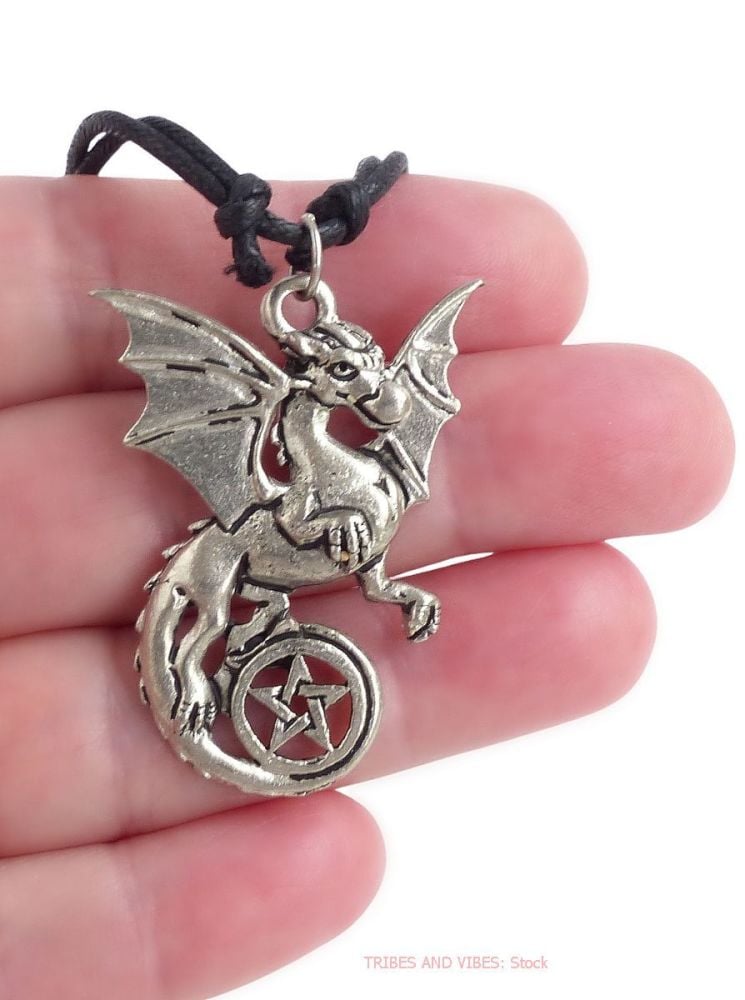 Gothic Dragon & Pentagram Pentacle Necklace