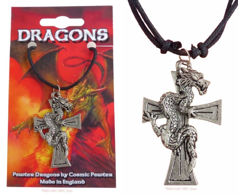 Dragon on Cross Pendant Necklace