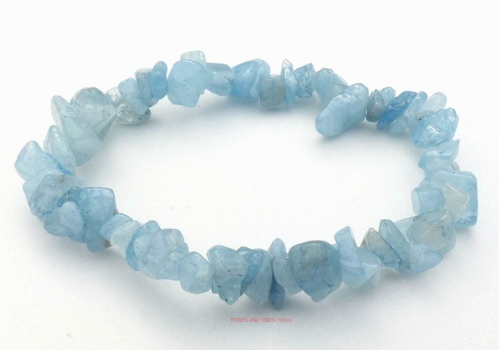 Aquamarine Bracelet Crystal Gemstone Chips