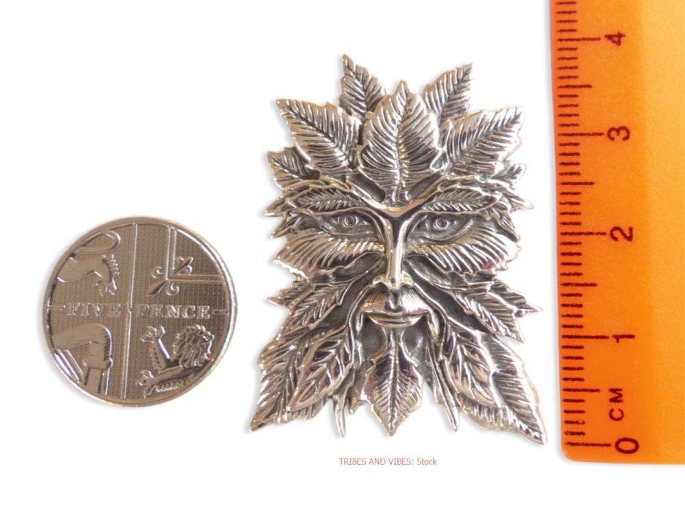 Green Man Pendant, Sterling Silver by Jessica Galbreth & Peter Stone
