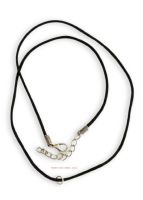 Black synthetic Necklace with metal extension 46cm-49.5cm (18