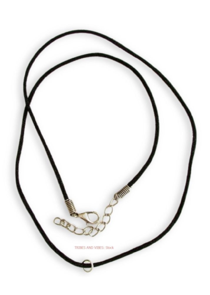 Black synthetic Necklace with metal extension 46cm-49.5cm (18"-19.5")
