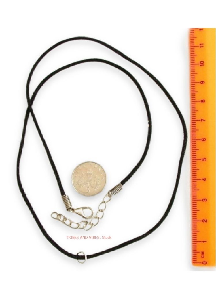 Black synthetic Necklace with metal extension 46cm-49.5cm (18"-19.5")