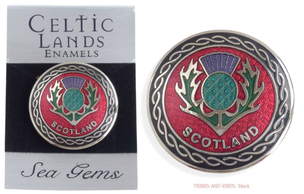 Red SCOTLAND Thistle Brooch by Sea Gems (stock)