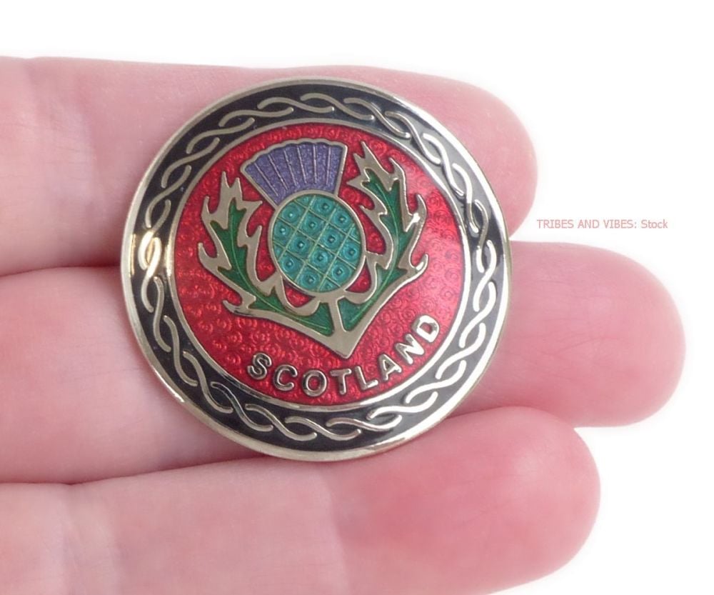 Scotland Thistle Brooch, Red, 33mm