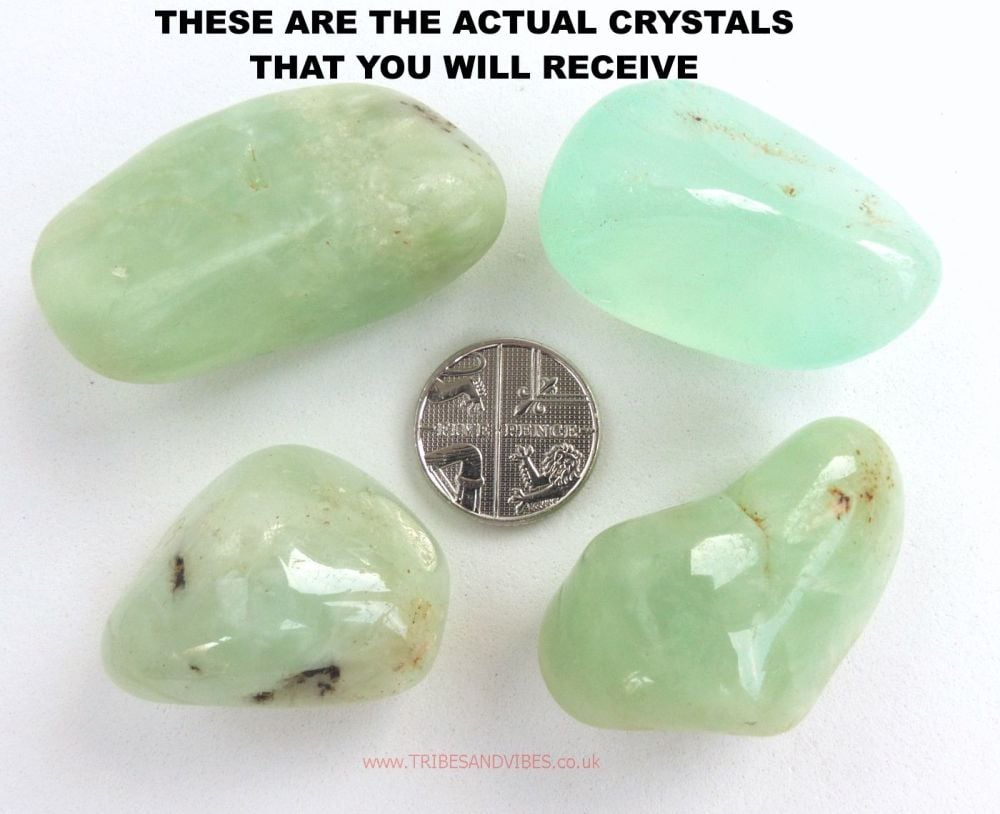 Beryl (green) Crystal Tumbled Stones x4, 28mm to 40mm (lot #1)