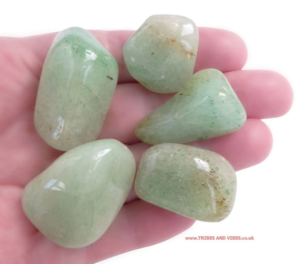 Aventurine (Light Pale Green) Crystal Tumbled Stones x5 (lot #2)