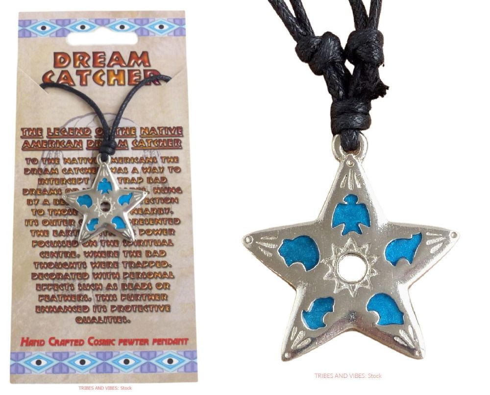 Morning Star & Sacred Animals (blue) Pendant Necklace