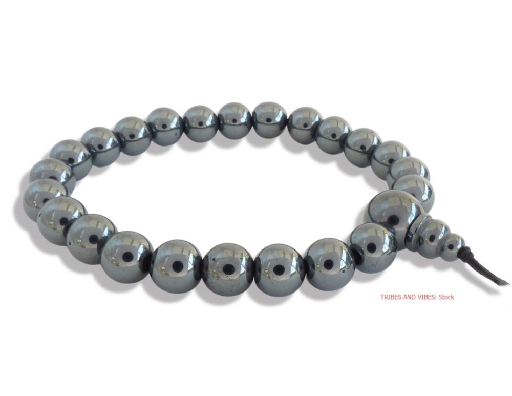 Hematite Bracelet Crystal Power Beads Mala (stock)