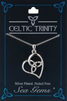 Triquetra in a Heart Necklace, Silver Plate