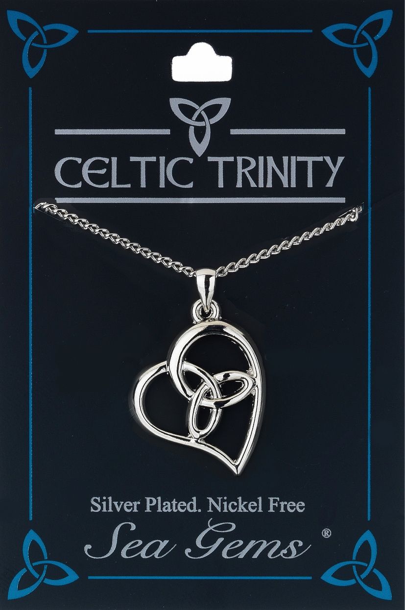 Triquetra in a Heart Necklace, Silver Plate (stock)