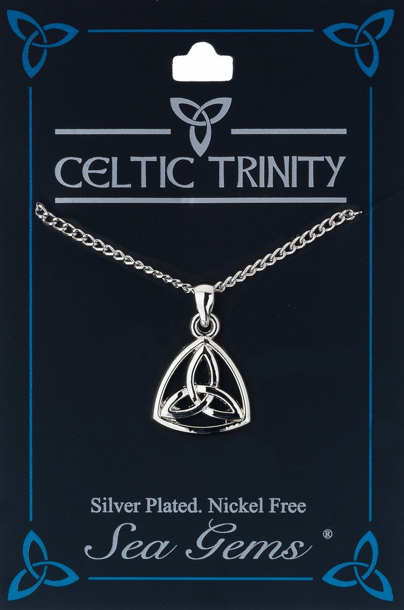 Triquetra Triangle Necklace, Silver Plate (stock)