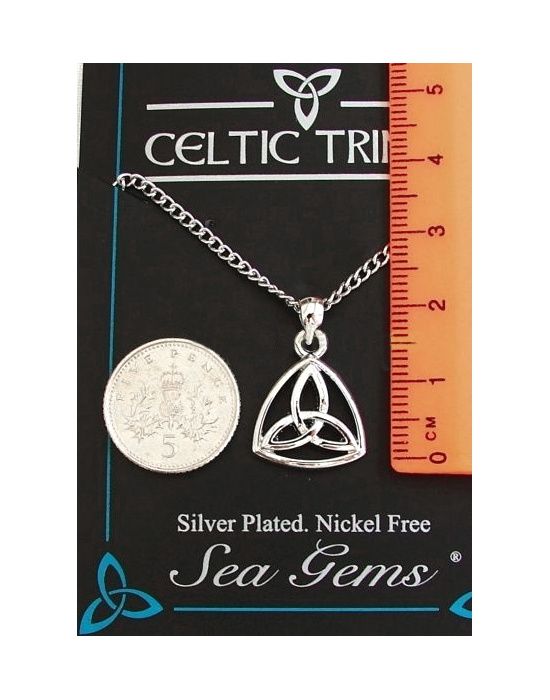 Triquetra Triangle Necklace, Silver Plate