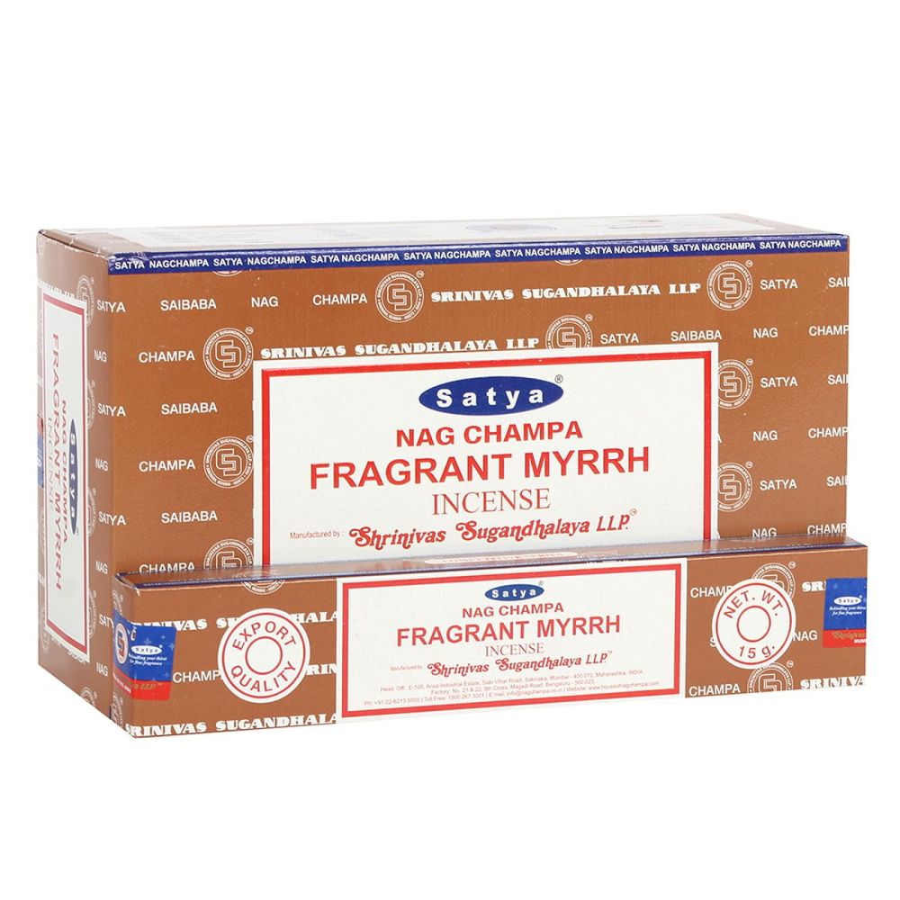 Fragrant Myrrh Incense Sticks by Satya 12 x 15g packs Joss