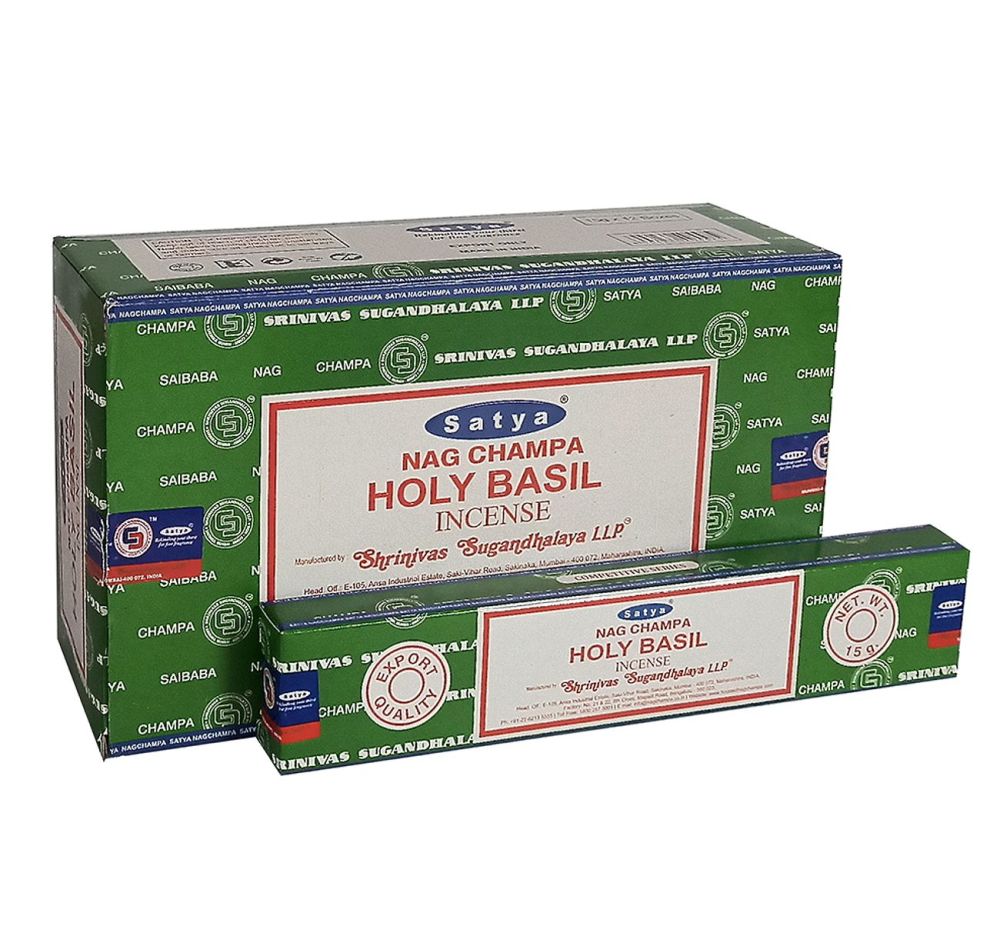 Holy Basil Nag Champa Incense Sticks by Satya 12 x 15g packs Joss