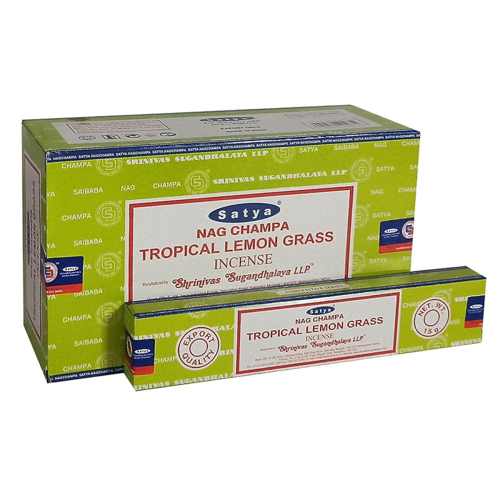 Tropical Lemon Grass Nag Champa Incense Sticks by Satya 12 x 15g packs Joss