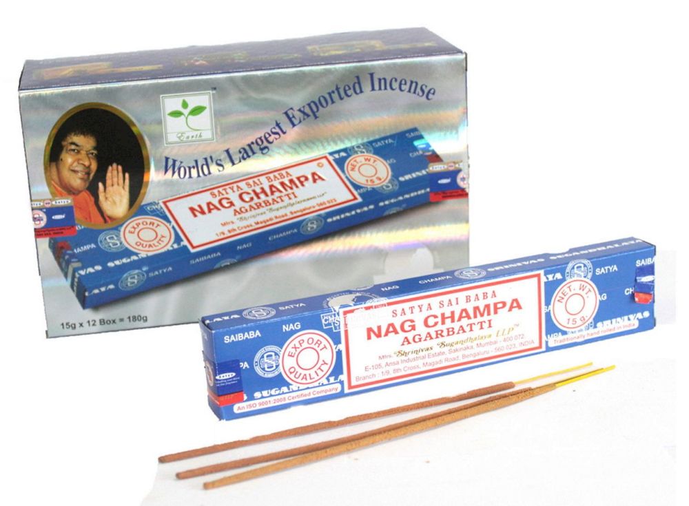 Nag Champa Incense Sticks by Satya 12 x 15g packs Joss
