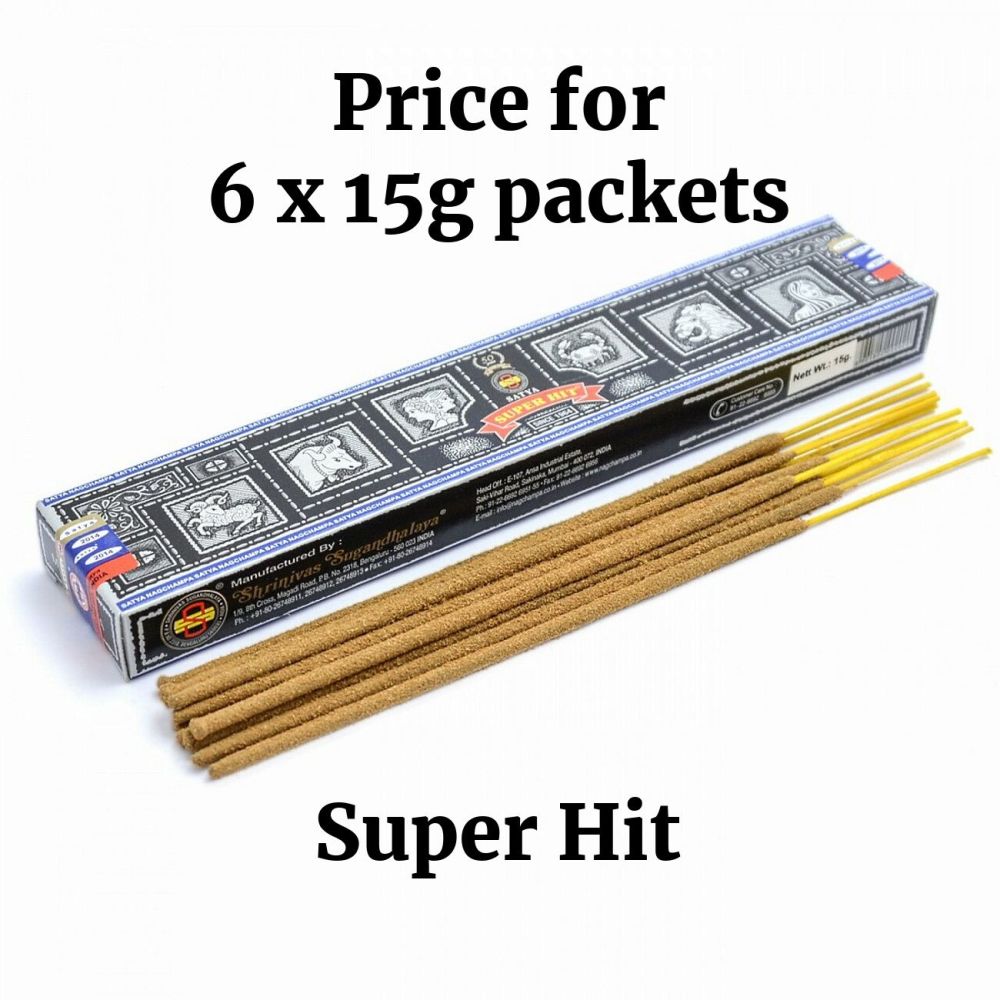 Super Hit Incense Sticks by Satya 6 x 15g packs Joss