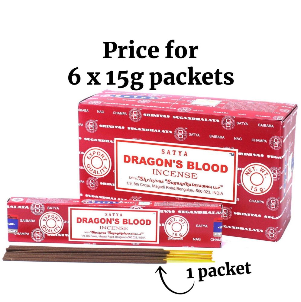 Dragons Blood Incense Sticks by Satya 6 x 15g packs Joss