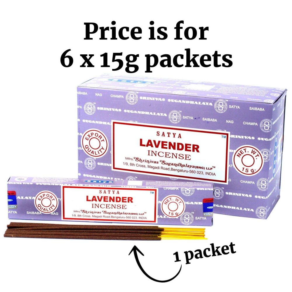 Lavender Incense Sticks by Satya 6 x 15g packs Joss