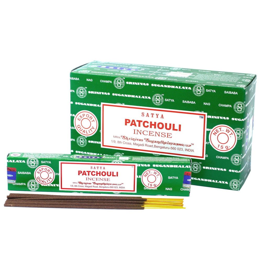 Patchouli Incense Sticks by Satya 12 x 15g packs Joss