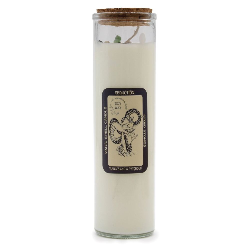 Magic Spell Candle for Seduction with mixed Crystal Gemstones