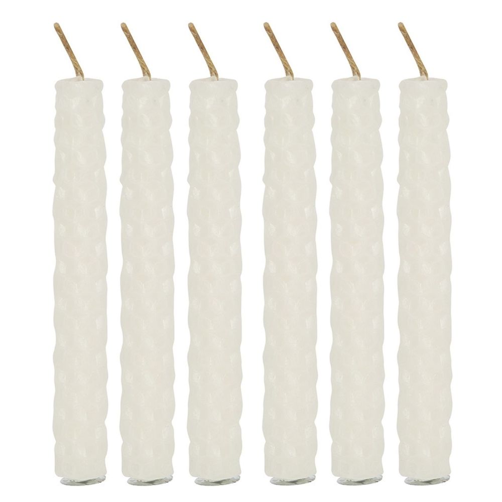 Beeswax Spell Candles WHITE for Happiness pack of 6 Blessed Bee