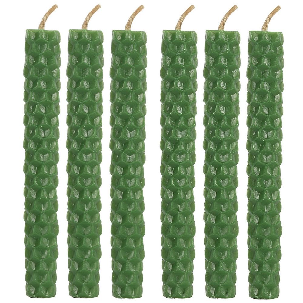 Beeswax Spell Candles GREEN for Luck pack of 6 Blessed Bee