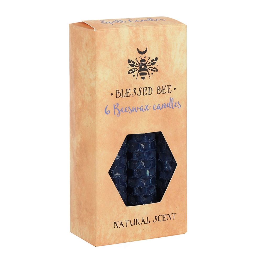 Beeswax Spell Candles Blue pack of 6 by Blessed Bee