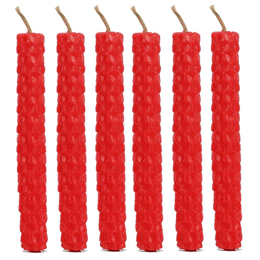 Beeswax Spell Candles RED for Love and Courage pack of 6 Blessed Bee