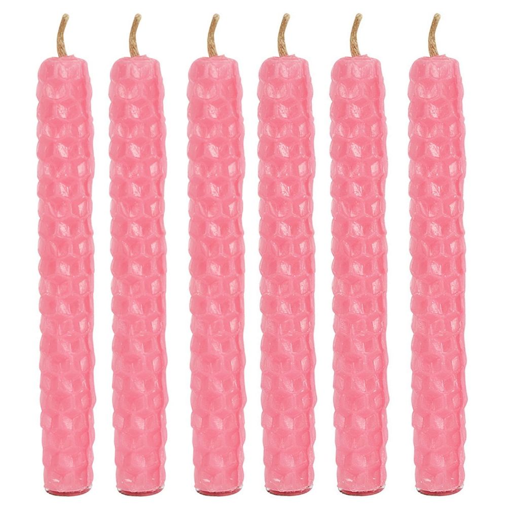 Beeswax Spell Candles PINK for Love and Friendship pack of 6 Blessed Bee