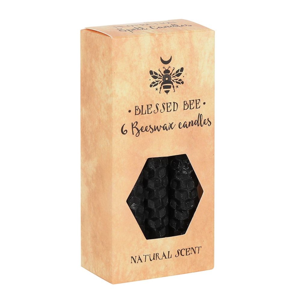 Beeswax Spell Candles BLACK for Protection and Banishing Negativity pack of 6 Blessed Bee
