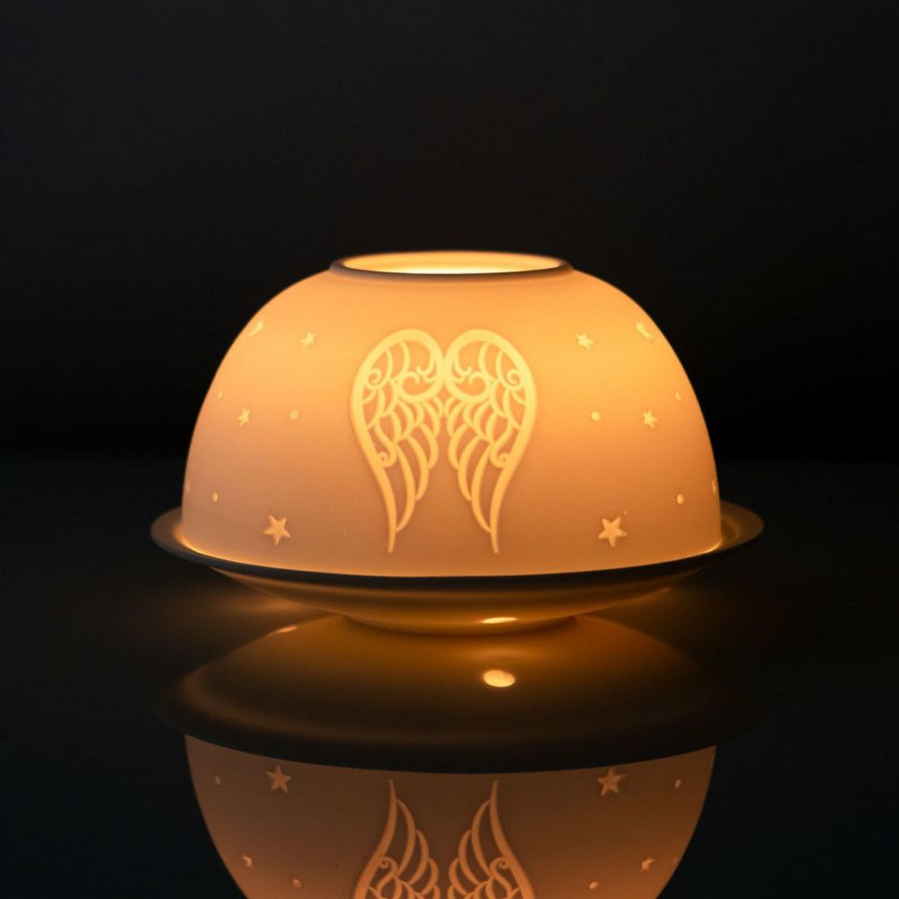 Angel Wings Dome Ceramic Tealight Holder