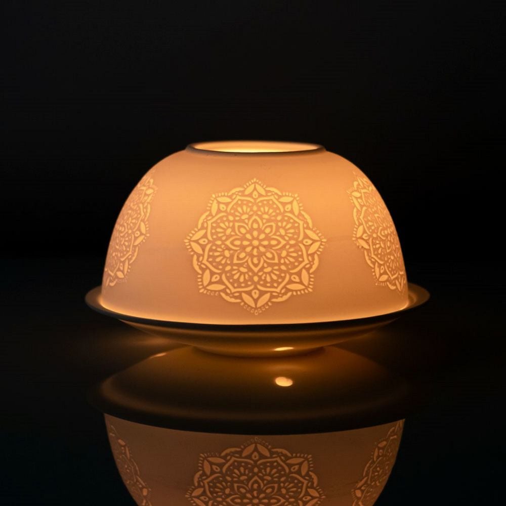 Mandala Dome Ceramic Tealight Holder